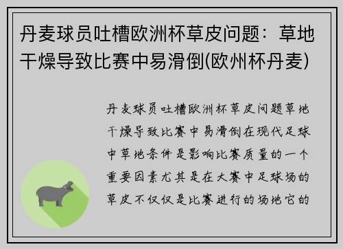 丹麦球员吐槽欧洲杯草皮问题：草地干燥导致比赛中易滑倒(欧州杯丹麦)